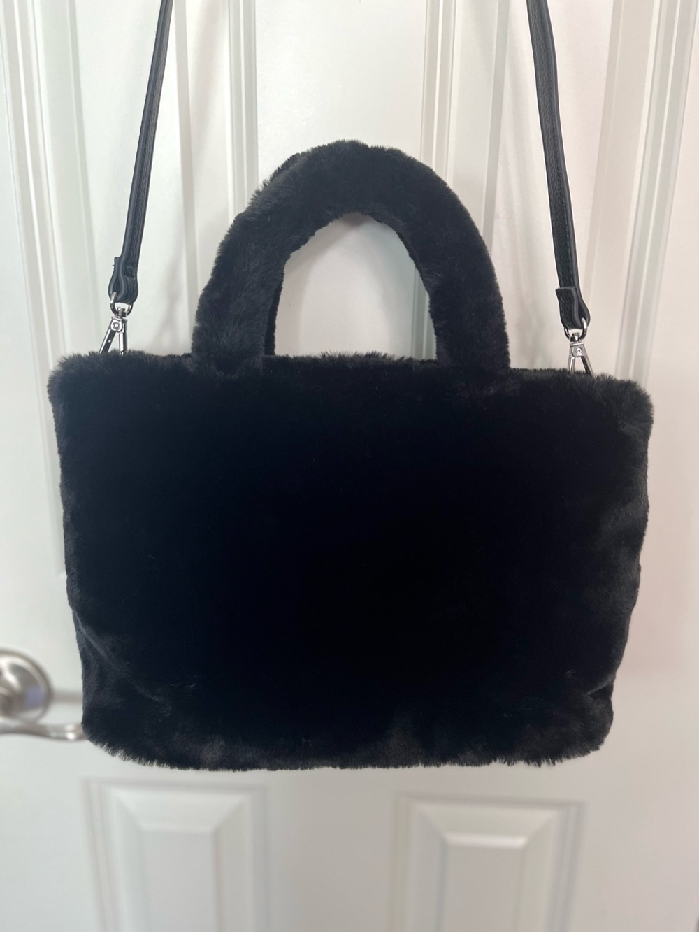 Mix No. 6 Faux Fur Mini Tote Purse with Removable Crossbody Strap - Picture 3 of 4